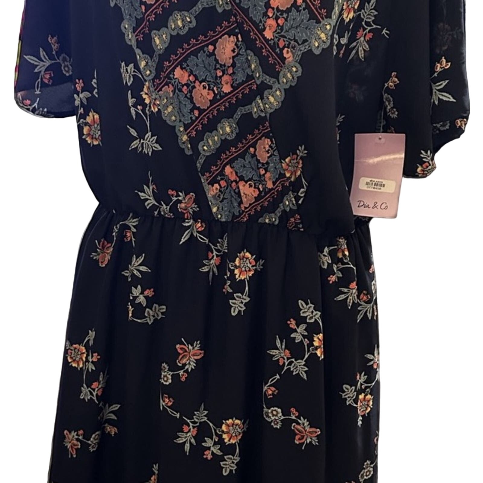 Dia & Co. West K.E.I. Nyla Wrap Front Mini Dress, Navy Floral Plus Size 1x, Nwt — image 5 of 6